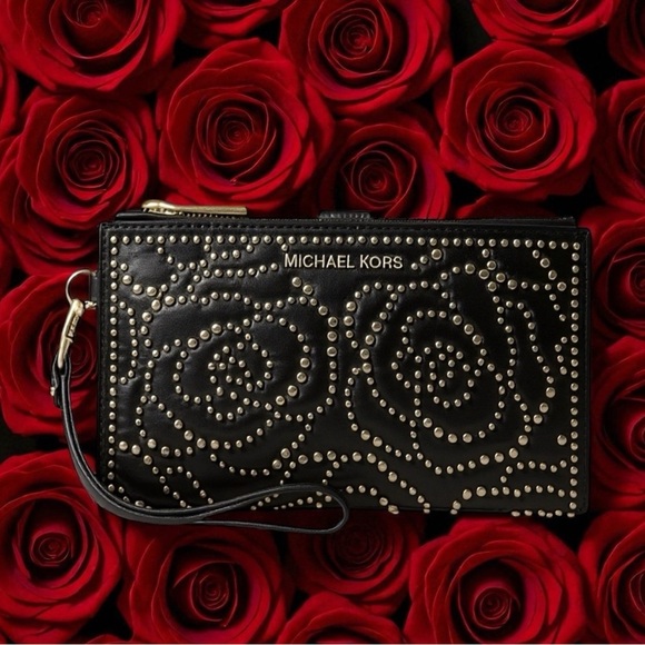 NWT Michael Kors Black Studded Wristlet - Picture 1 of 4